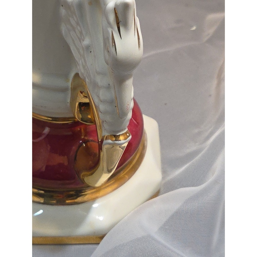 Victorian Style Lamp Worrall Roses Swans Gilded Ceramic 1940s Signed  Wescal Wrk - Picture 11 of 13